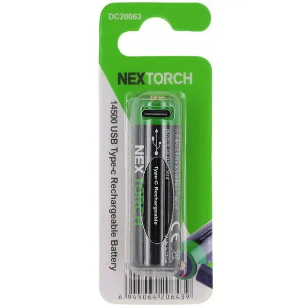 Batterie Nextorch 14500 - 880mAh - 3.7V protégée Li-ion USB-C  NYCTALOPE  