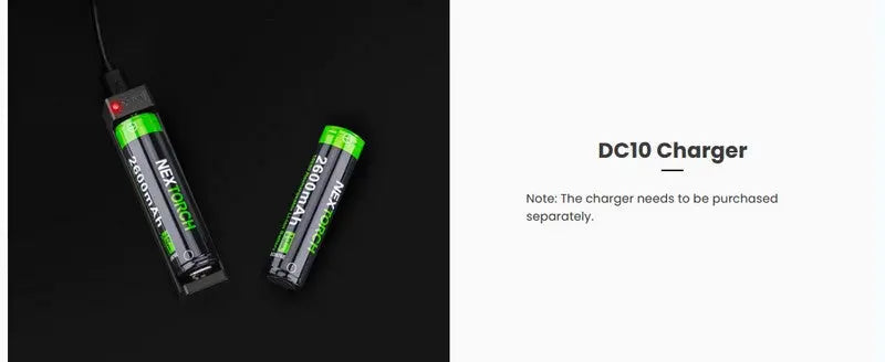 Batterie Nextorch 18650 - 2600mAh 3.6V protégée Li-ion  NYCTALOPE  