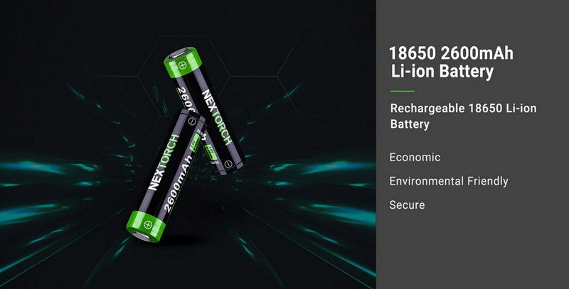 Batterie Nextorch 18650 - 2600mAh 3.6V protégée Li-ion  NYCTALOPE  