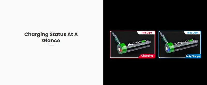 Batterie Nextorch 18650 - 3400mAh 3.6V protégée Li-ion USB-C - NYCTALOPE