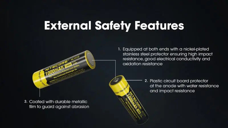 Batterie Nitecore NL1410 14500 - 1000mAh 3.7V protégée Li-ion  NYCTALOPE  