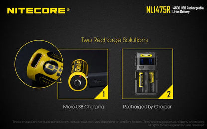 Batterie Nitecore NL1475R rechargeable - 750mAh - 3.6V protégée Li-ion  NYCTALOPE  