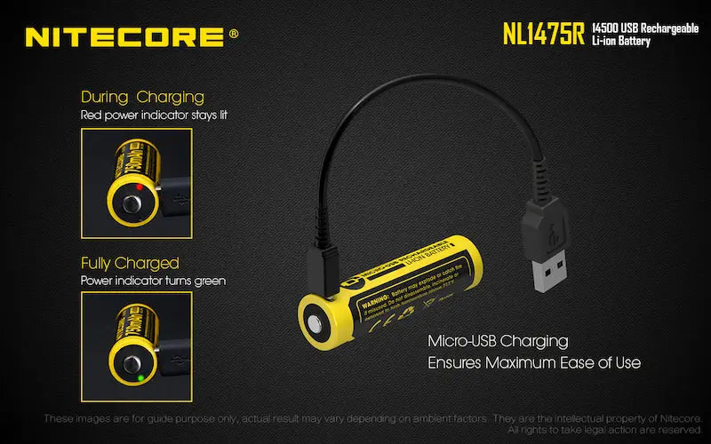 Batterie Nitecore NL1475R rechargeable - 750mAh - 3.6V protégée Li-ion  NYCTALOPE  