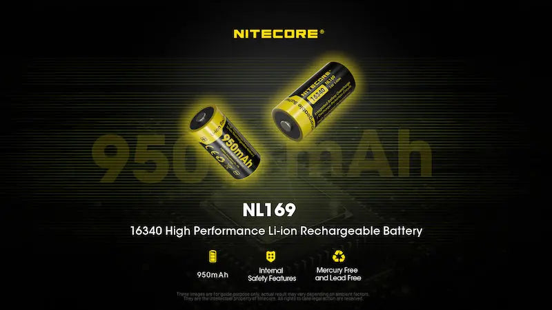 Batterie Nitecore NL169 rechargeable – 950mAh 3.6V protégée Li-ion  NYCTALOPE  