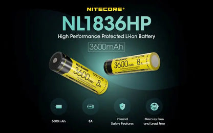 Batterie Nitecore NL1836HP 18650 – 3600mAh 3.6V protégée Li-ion  NYCTALOPE  