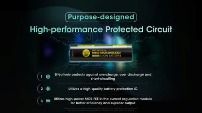 Batterie Nitecore NL1836R 18650 Rechargeable – 3600mAh 3.6V protégée Li-ion  NYCTALOPE  