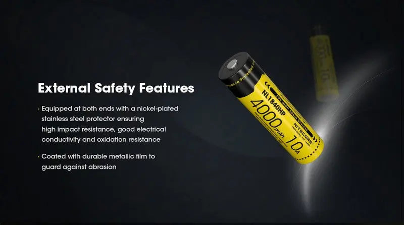 Batterie Nitecore NL1840HP 18650 - 4000mAh 3.6V protégée Li-ion  NYCTALOPE  