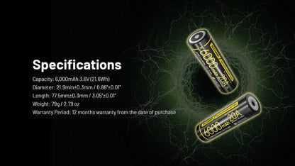 Batterie Nitecore NL2160HPi 21700 - 6000mAh 3.6V - protégée Li-ion - NYCTALOPE