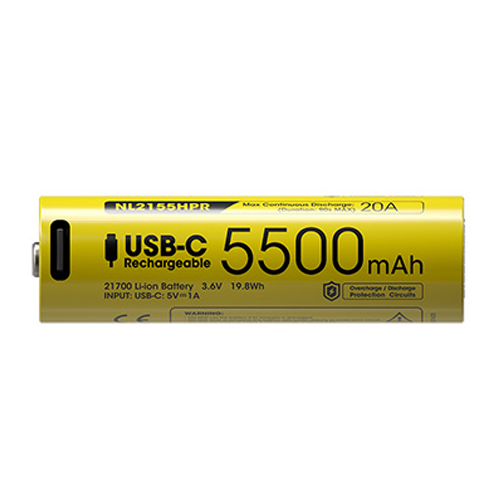 Batterie Nitecore NL2155HPR 5500mAh 3.6V li-ion protégée Haute Performance - port USB-C  NYCTALOPE  