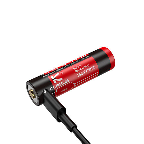 Batterie Klarus 14GT92UR 920mAh protégée rechargeable par Micro USB-C  NYCTALOPE  