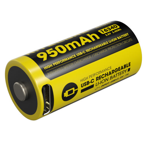 Batterie Nitecore NL169R 16340 rechargeable USB-C - 950mAh 3.6V protégée Li-ion - RCR123