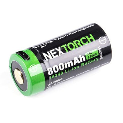 Batterie Nextorch 16340 rechargeable USB-C - 800mAh 3.6V protégée Li-ion  NYCTALOPE  