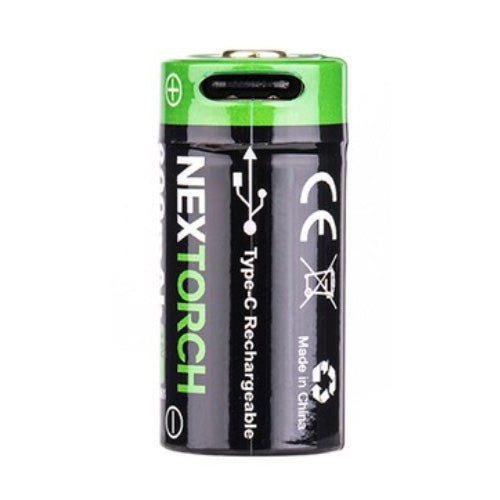 Batterie Nextorch 16340 rechargeable USB-C - 800mAh 3.6V protégée Li-ion  NYCTALOPE  