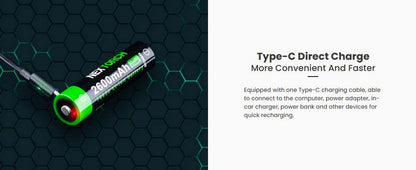 Batterie Nextorch 18650 - 2600mAh 3.6V protégée Li-ion USB-C  NYCTALOPE  