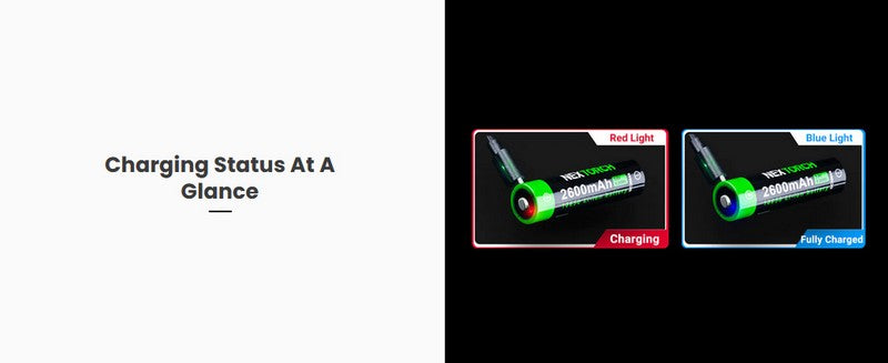 Batterie Nextorch 18650 - 2600mAh 3.6V protégée Li-ion USB-C  NYCTALOPE  