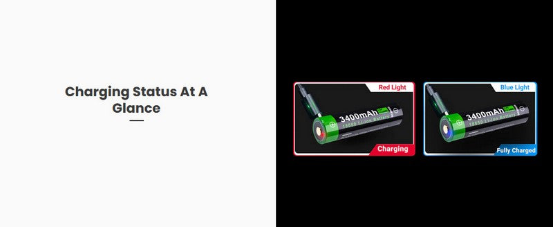 Batterie Nextorch 18650 - 3400mAh 3.6V protégée Li-ion USB-C - NYCTALOPE