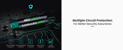 Batterie Nextorch 18650 - 3400mAh 3.6V protégée Li-ion USB-C - NYCTALOPE