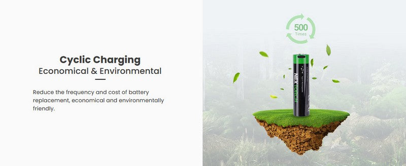 Batterie Nextorch 18650 - 3400mAh 3.6V protégée Li-ion USB-C - NYCTALOPE