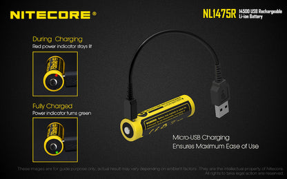Batterie Nitecore NL1475R rechargeable - 750mAh - 3.6V protégée Li-ion  NYCTALOPE  
