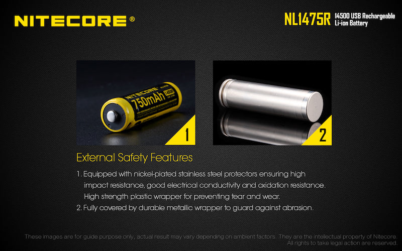Batterie Nitecore NL1475R rechargeable - 750mAh - 3.6V protégée Li-ion