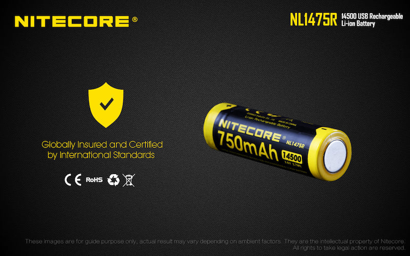 Batterie Nitecore NL1475R rechargeable - 750mAh - 3.6V protégée Li-ion  NYCTALOPE  