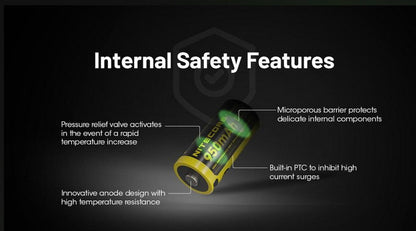 Batterie Nitecore NL169R 16340 rechargeable USB-C - 950mAh 3.6V protégée Li-ion - RCR123  NYCTALOPE  