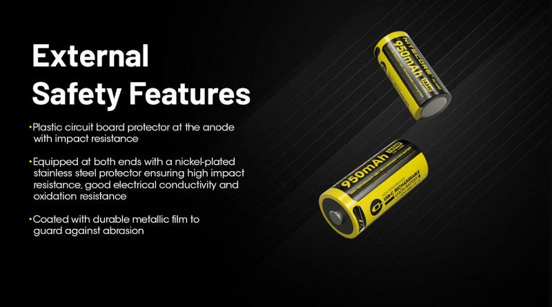 Batterie Nitecore NL169R 16340 rechargeable USB-C - 950mAh 3.6V protégée Li-ion - RCR123  NYCTALOPE  