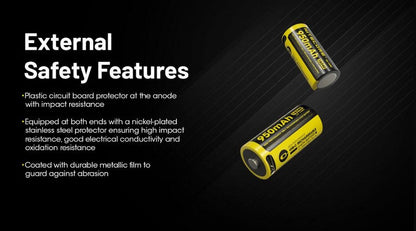 Batterie Nitecore NL169R 16340 rechargeable USB-C - 950mAh 3.6V protégée Li-ion - RCR123  NYCTALOPE  
