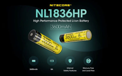 Batterie Nitecore NL1836HP 18650 – 3600mAh 3.6V protégée Li-ion  NYCTALOPE  