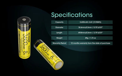 Batterie Nitecore NL1836HP 18650 – 3600mAh 3.6V protégée Li-ion  NYCTALOPE  
