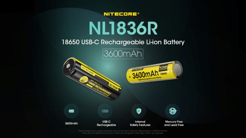 Batterie Nitecore NL1836R 18650 Rechargeable – 3600mAh 3.6V protégée Li-ion  NYCTALOPE  