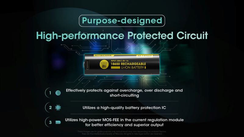 Batterie Nitecore NL1836R 18650 Rechargeable – 3600mAh 3.6V protégée Li-ion