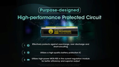 Batterie Nitecore NL1836R 18650 Rechargeable – 3600mAh 3.6V protégée Li-ion  NYCTALOPE  