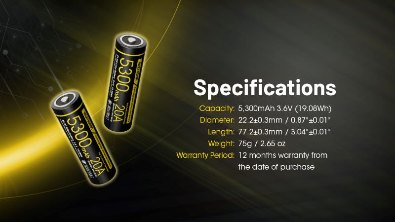 Batterie Nitecore NL2153HPi 21700 – 5300mAh 3.6V protégée Li-ion  NYCTALOPE  