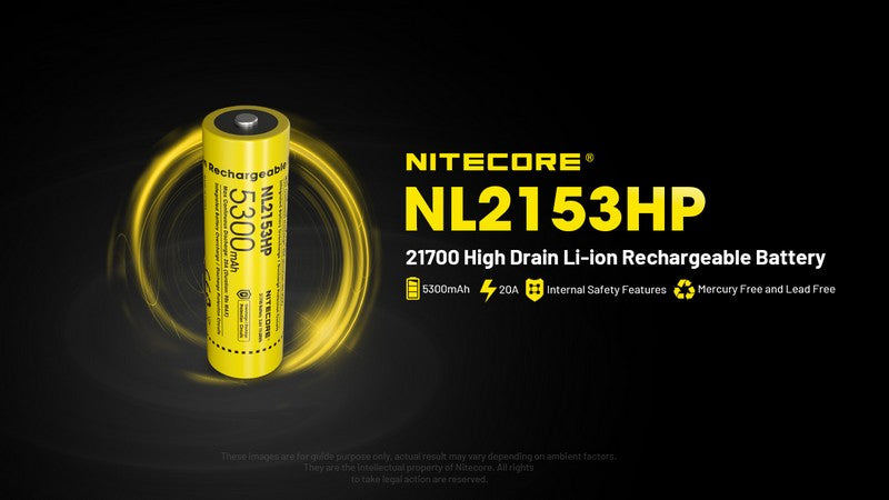 Batterie Nitecore NL2153HP 21700 - 5300mAh 3.6V protégée Li-ion  NYCTALOPE  