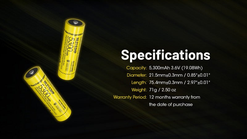 Batterie Nitecore NL2153HP 21700 - 5300mAh 3.6V protégée Li-ion  NYCTALOPE  