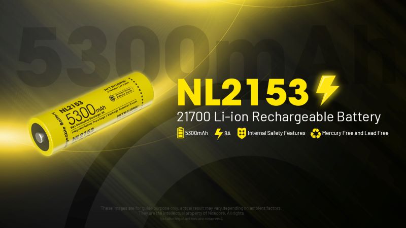 Batterie Nitecore NL2153 21700 – 5300mAh - 3.6V protégée Li-ion  NYCTALOPE  