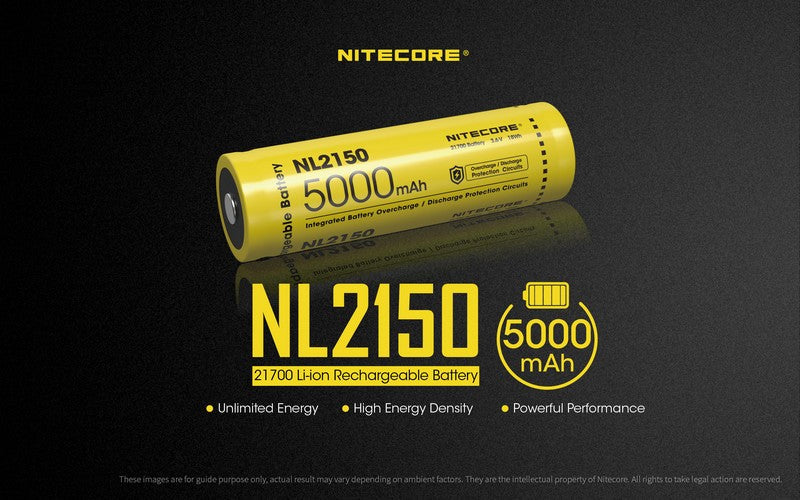 Batterie Nitecore NL2150 21700 – 5000mAh 3.7V protégée Li-ion  NYCTALOPE  