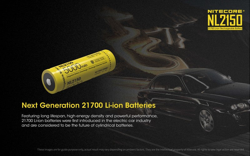 Batterie Nitecore NL2150 21700 – 5000mAh 3.7V protégée Li-ion  NYCTALOPE  