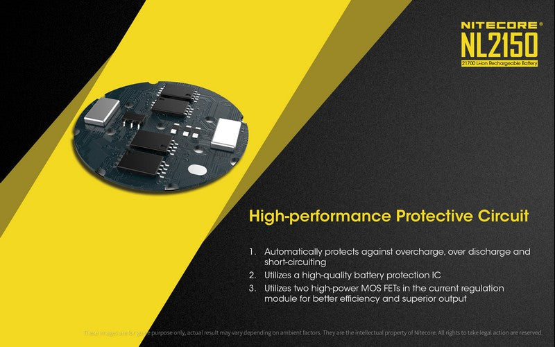 Batterie Nitecore NL2150 21700 – 5000mAh 3.7V protégée Li-ion  NYCTALOPE  