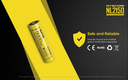 Batterie Nitecore NL2150 21700 – 5000mAh 3.7V protégée Li-ion  NYCTALOPE  