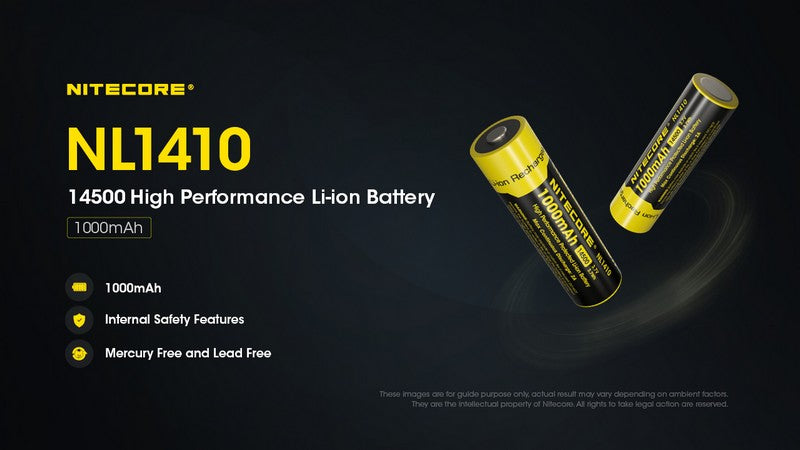 Batterie Nitecore NL1410 14500 - 1000mAh 3.7V protégée Li-ion