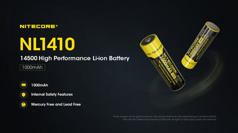 Batterie Nitecore NL1410 14500 - 1000mAh 3.7V protégée Li-ion  NYCTALOPE  