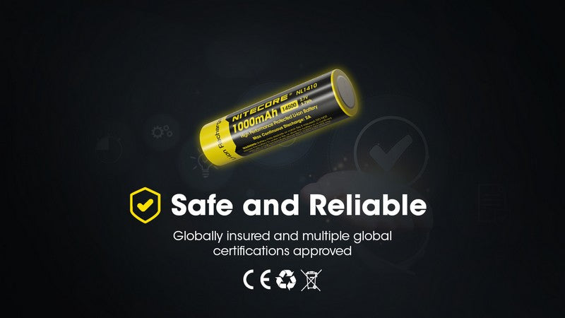 Batterie Nitecore NL1410 14500 - 1000mAh 3.7V protégée Li-ion  NYCTALOPE  