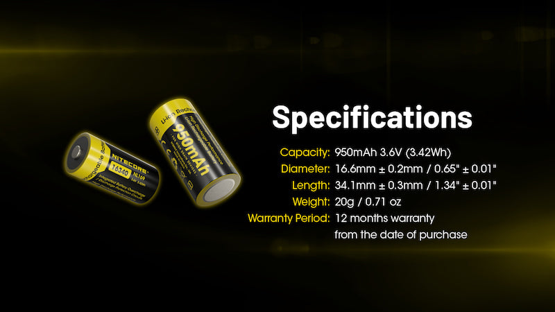 Batterie Nitecore NL169 rechargeable – 950mAh 3.6V protégée Li-ion