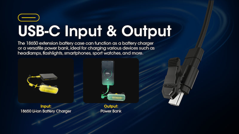 Boitier d'extension pour batterie 18650 - Port USB-C  NYCTALOPE  