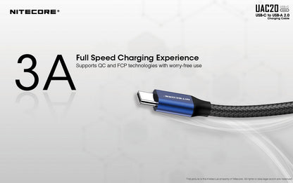 Câble de rechargement Nitecore UAC20 pour lampes et chargeurs  NYCTALOPE  