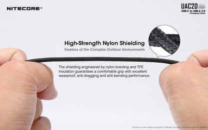 Câble de rechargement Nitecore UAC20 pour lampes et chargeurs  NYCTALOPE  