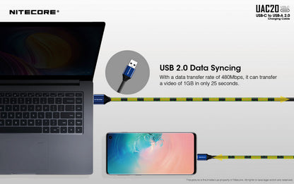 Câble de rechargement Nitecore UAC20 pour lampes et chargeurs  NYCTALOPE  