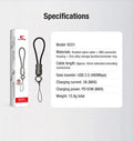 Câble USB-C dragonne Klarus KC01 65W - Transfert 480Mbps - Nylon Tressé